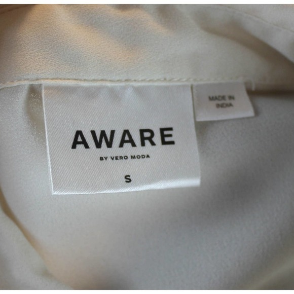 Aware By Vero Moda Button Down Blouse White Recycled Polyester Size S - Picture 4 of 4